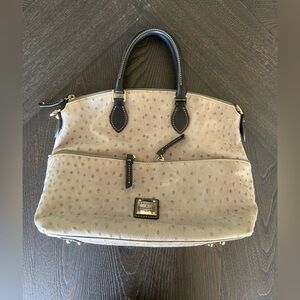 Dooney & Bourke Ostrich Medium Barlow Gray Leather Double Handle/ Crossbody